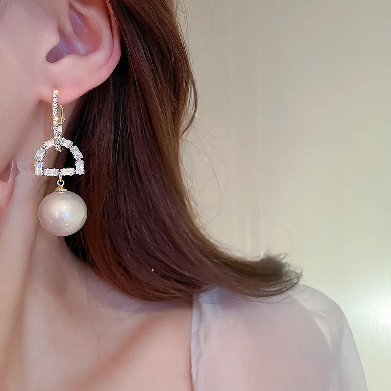 Bohemian Pearl & Rhinestone Stud Earrings