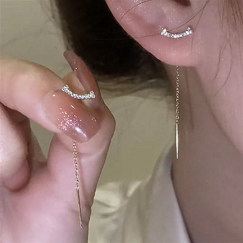 Vintage Crystal Tassel Drop Earrings – Star & Heart Charm Dangles