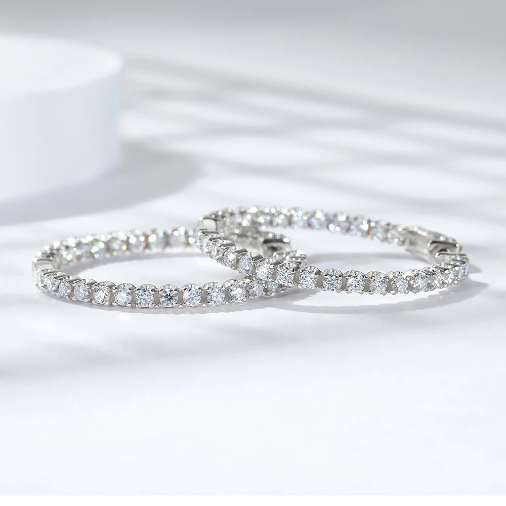 1.56CT Moissanite Hoop Earrings – 925 Sterling Silver