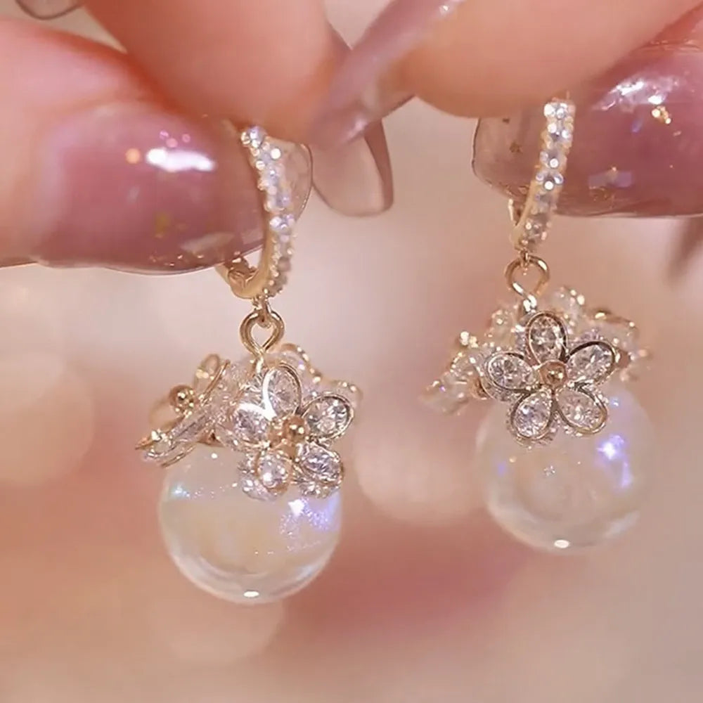 Bohemian Pearl & Rhinestone Stud Earrings