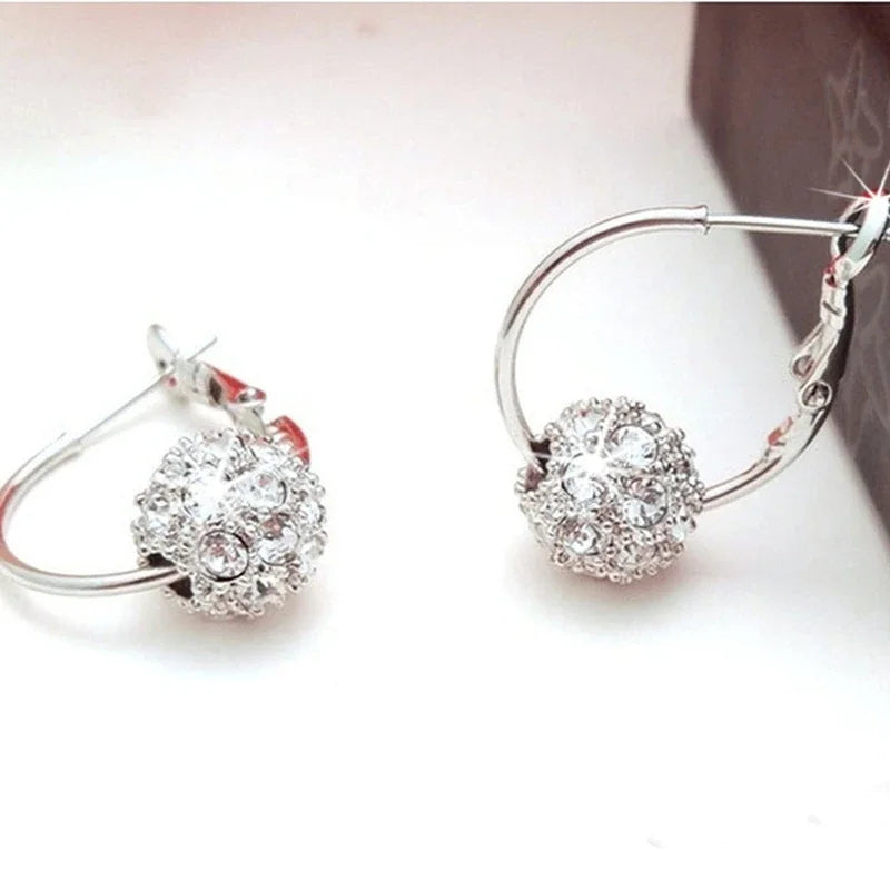 Shiny Zircon Ball Drop Earrings - Silver, Gold, Multicolor