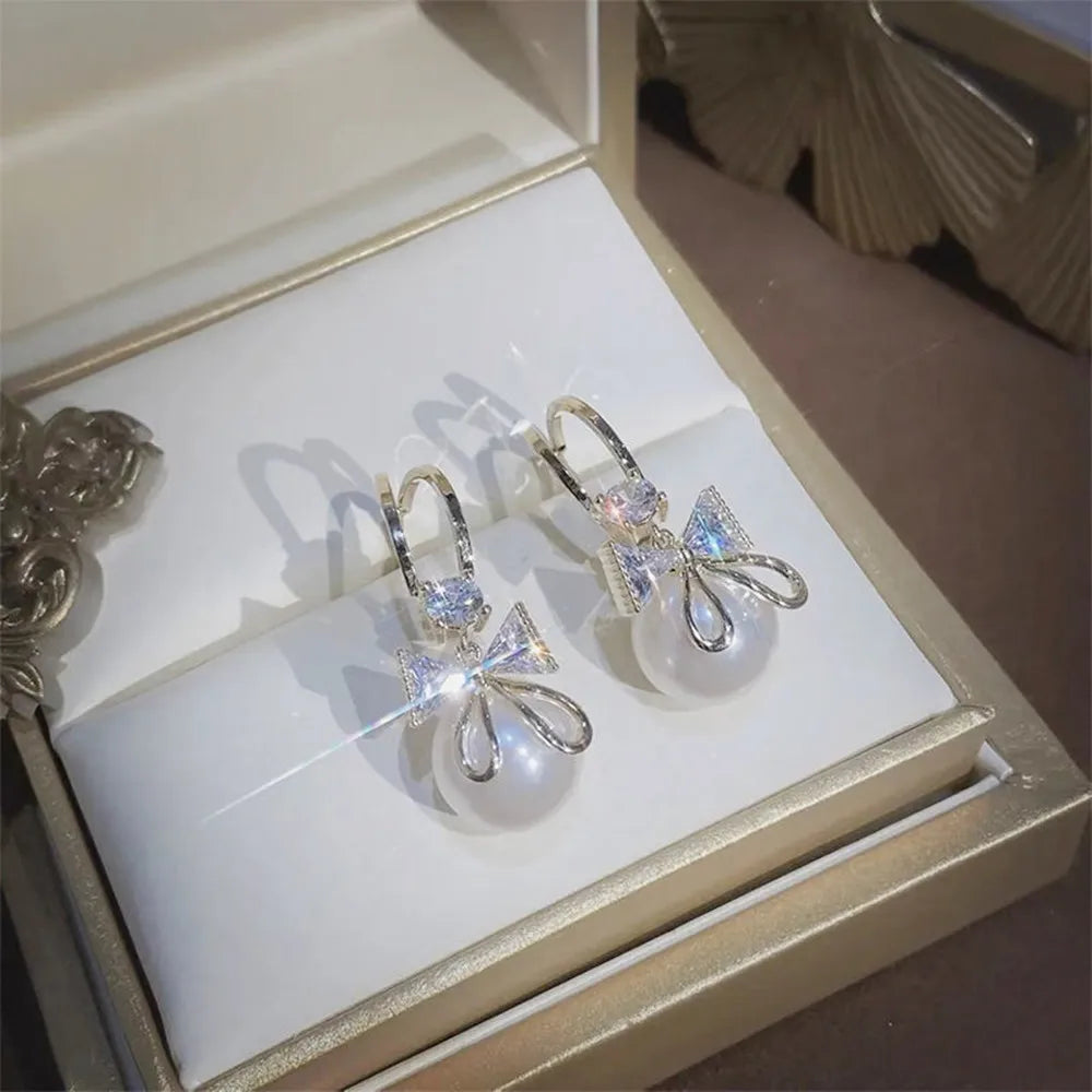 Bohemian Pearl & Rhinestone Stud Earrings