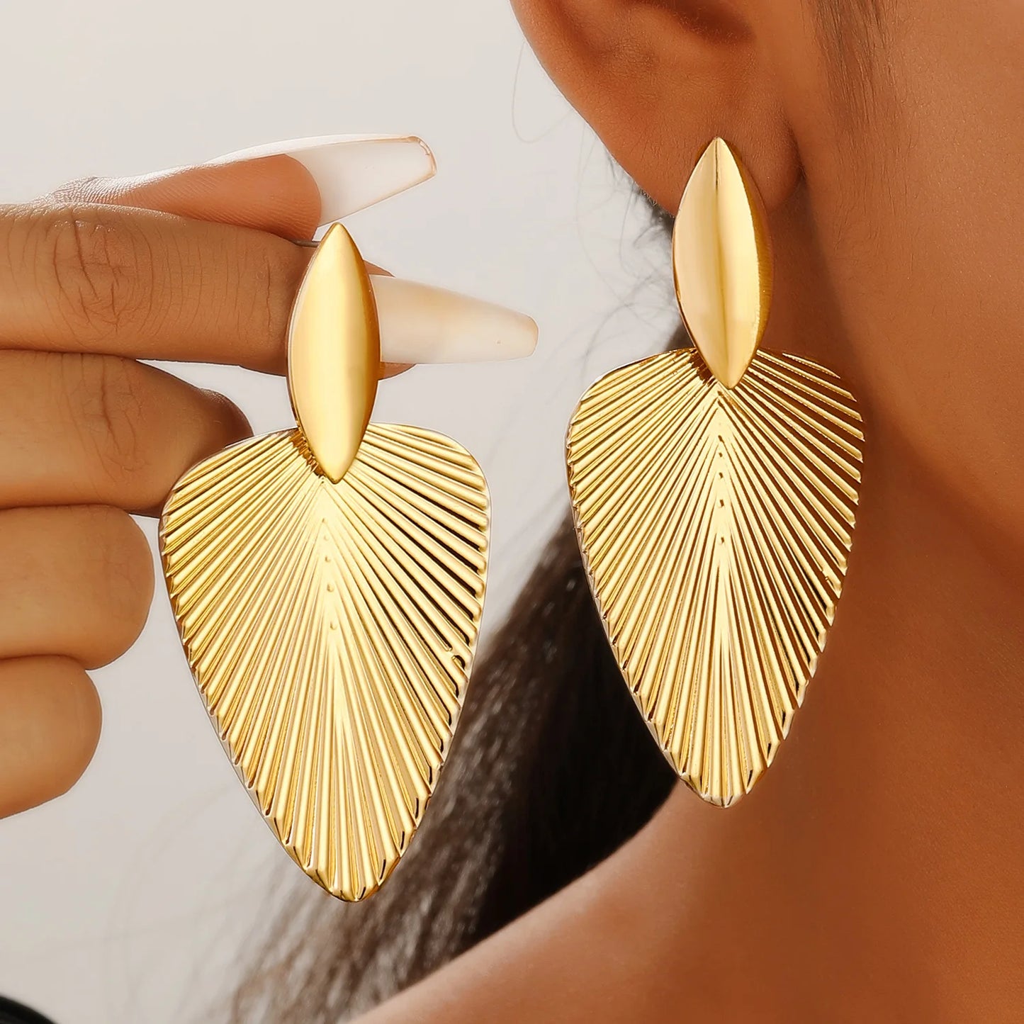 Artisan Textured Leaf Drop Earrings