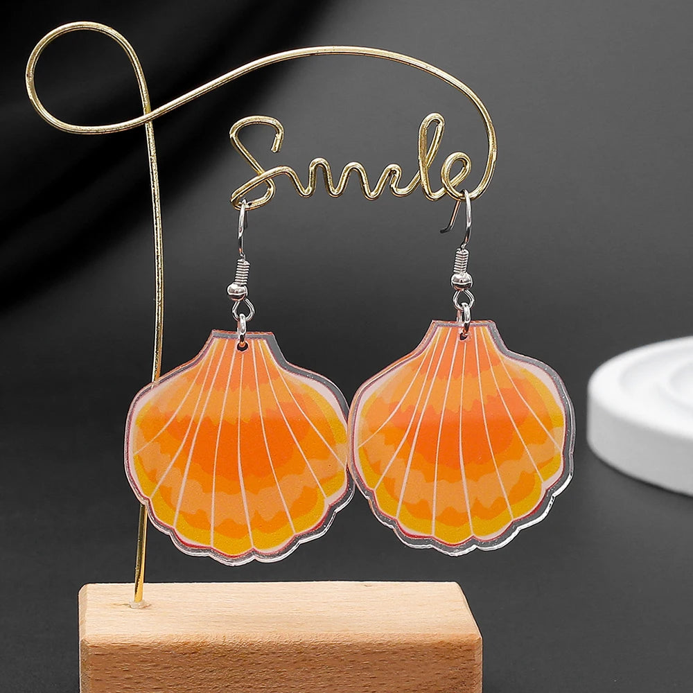Vintage Blue Wave Acrylic Drop Earrings