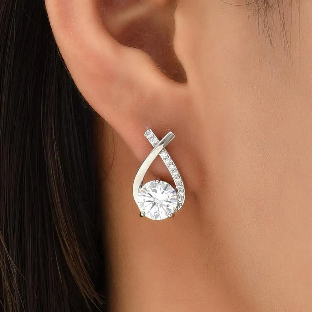 Elegant Cross Stud Earrings – Golden/Silvery Crystal Rhinestone Statement Piece