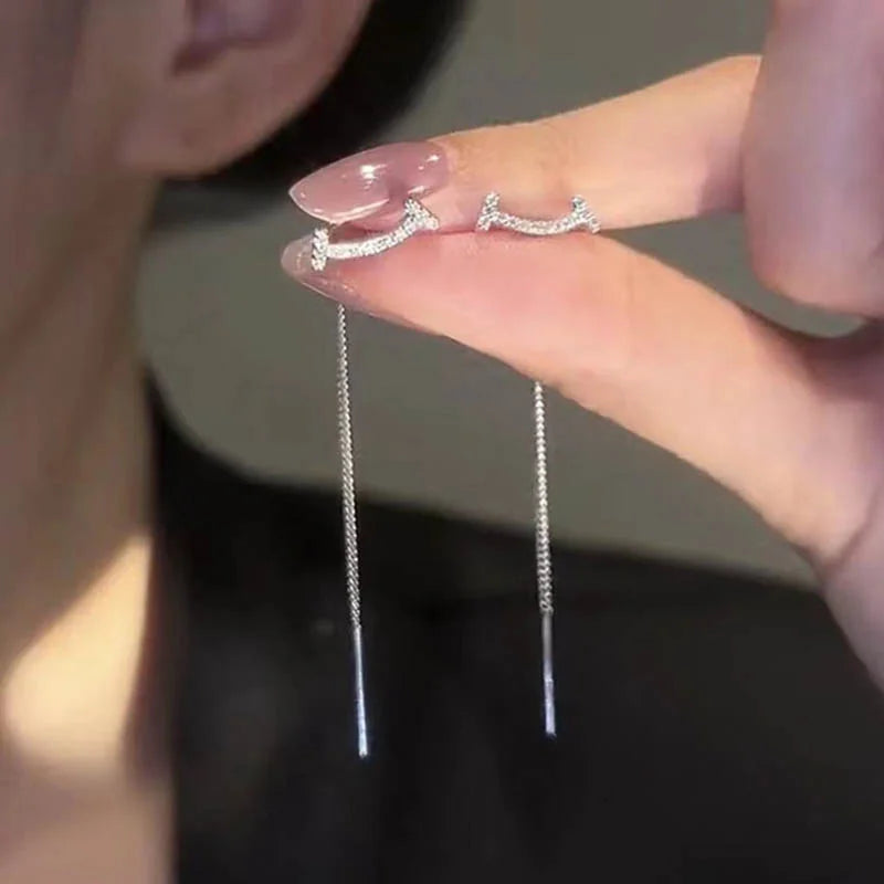 Vintage Crystal Tassel Drop Earrings – Star & Heart Charm Dangles