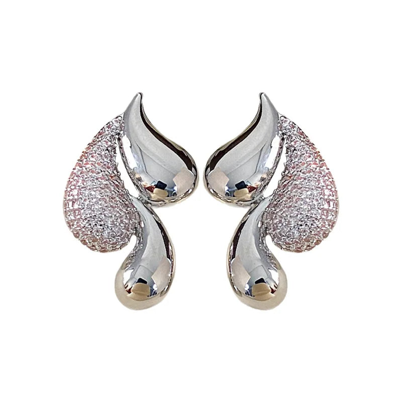 16K Gold Plated Zircon Water Drop Stud Earrings