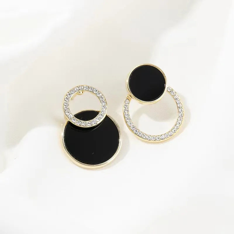 Asymmetrical Hollow Stud Rhinestones Earrings