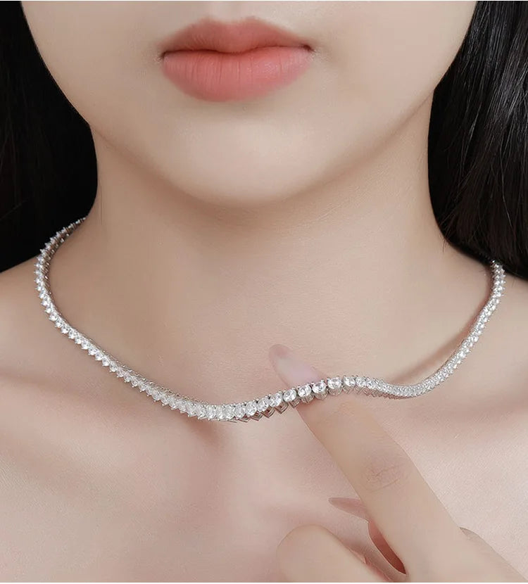 4-Prong Moissanite Tennis Necklace – 925 Sterling Silver