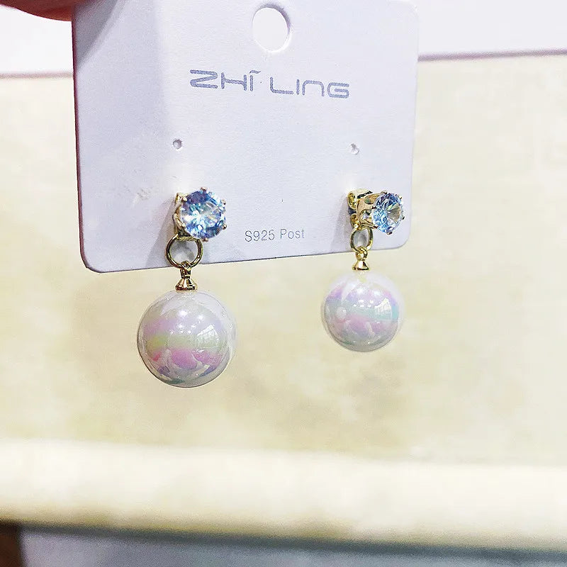 Bohemian Pearl & Rhinestone Stud Earrings