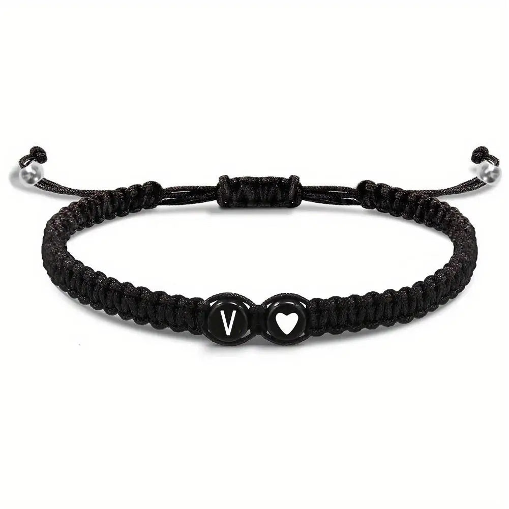 26 Letters Initial Heart Braided Bracelet