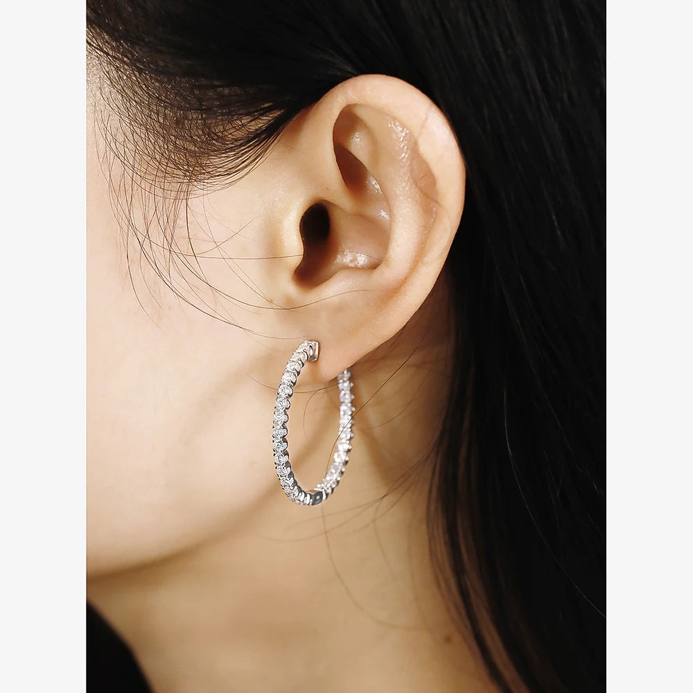 1.56CT Moissanite Hoop Earrings – 925 Sterling Silver