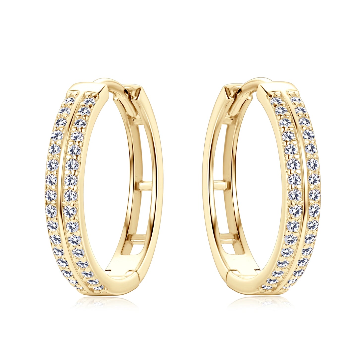 925 Sterling Silver / 14K Gold Plated Moissanite Hoop Earrings