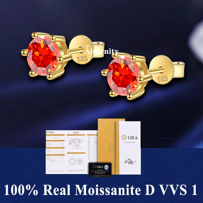 18K Gold Plated / 925 Sterling Silver Moissanite Stud Earrings