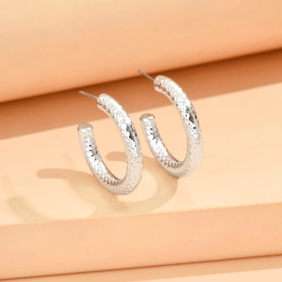 Eccentric Metallic Geometric Stud Earrings Minimalist Style