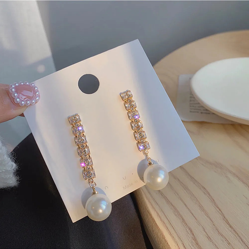 Bohemian Pearl & Rhinestone Stud Earrings