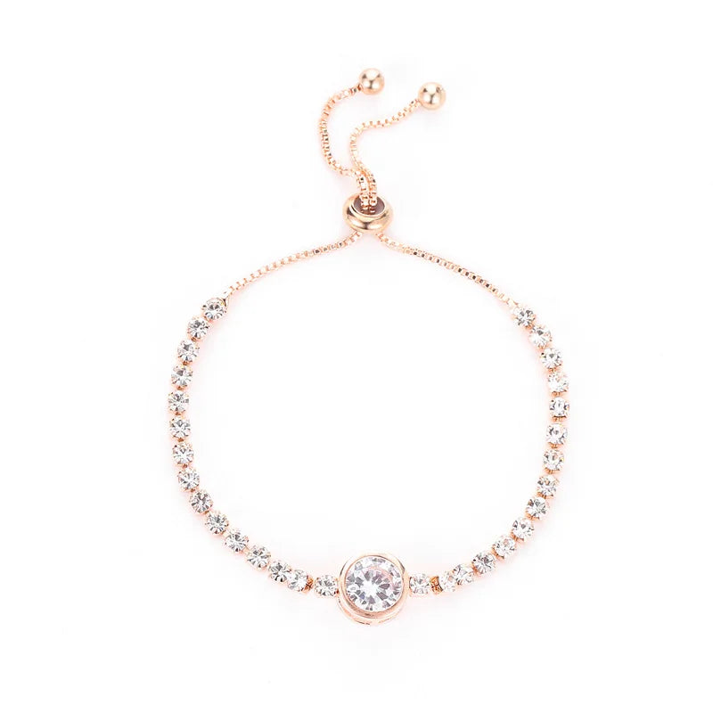 Luxury Cubic Zirconia Tennis Bracelet – Gold, Rose Gold & Silver