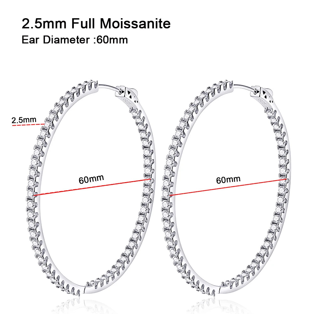 1.56CT Moissanite Hoop Earrings – 925 Sterling Silver