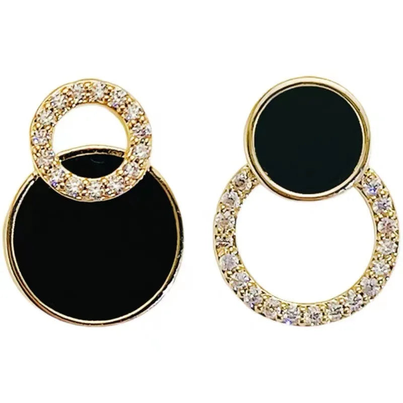 Asymmetrical Hollow Stud Rhinestones Earrings