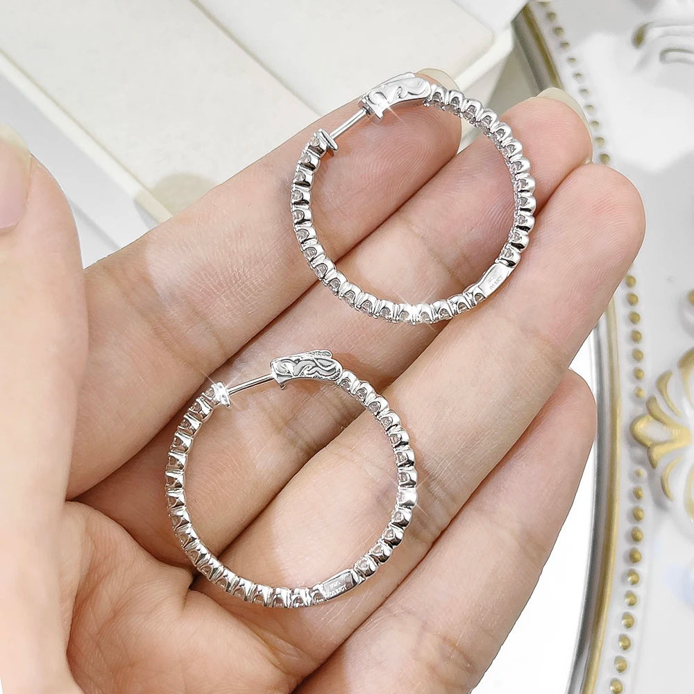 1.56CT Moissanite Hoop Earrings – 925 Sterling Silver