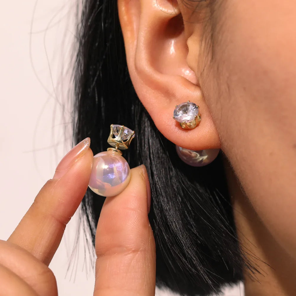Bohemian Pearl & Rhinestone Stud Earrings