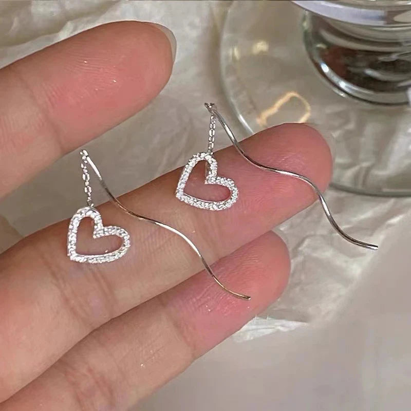 Bohemian Tassel Drop Earrings – Heart, Rose & Clover Charms