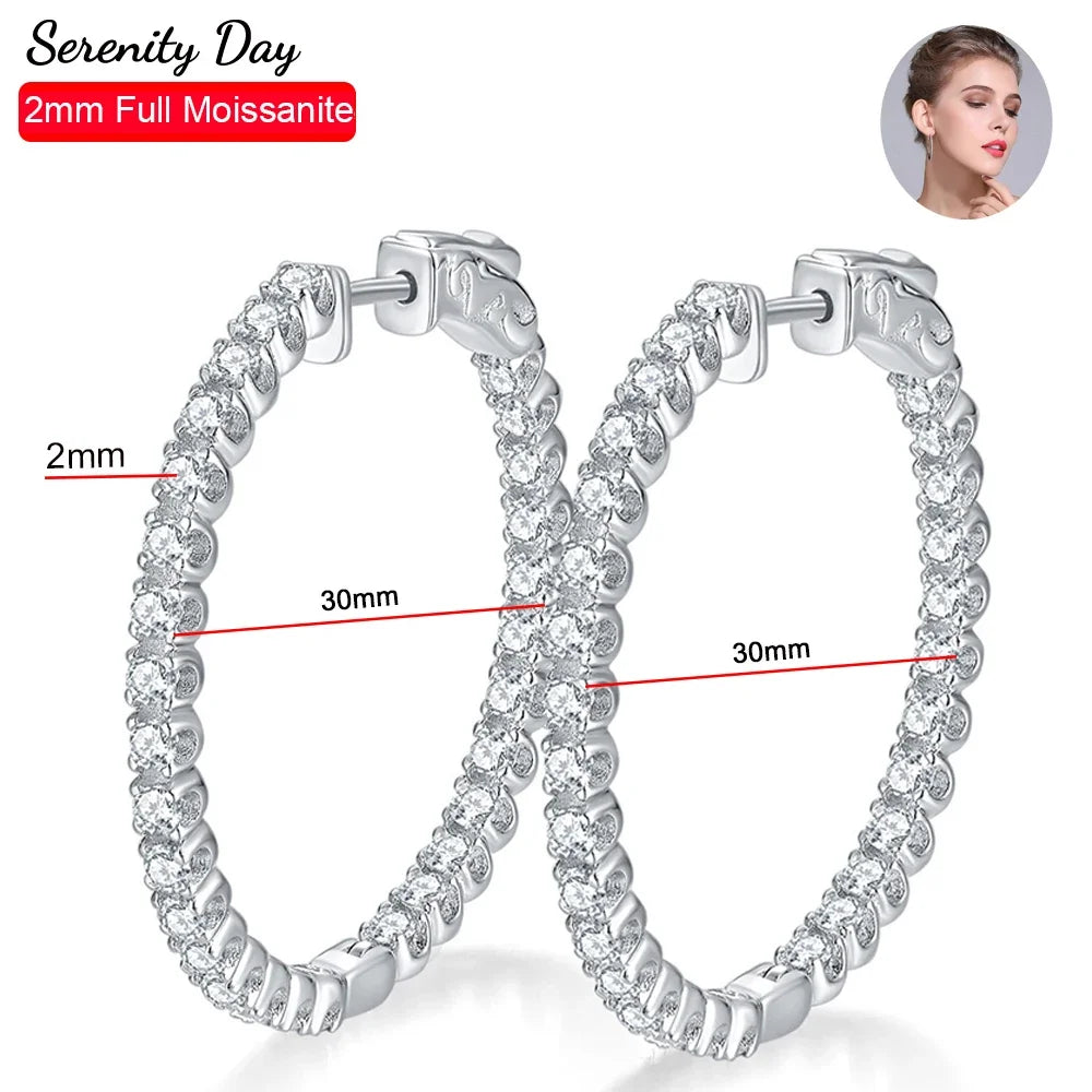 1.56CT Moissanite Hoop Earrings – 925 Sterling Silver