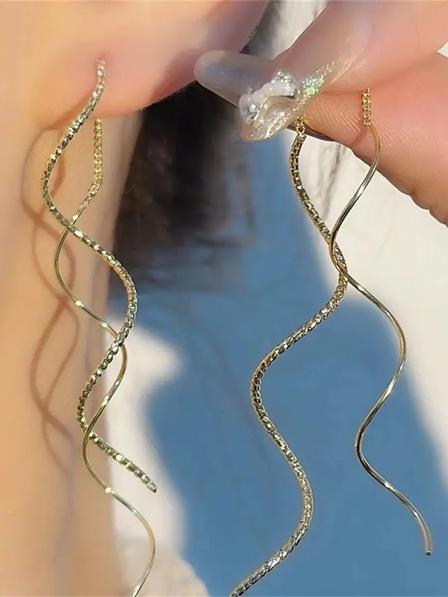Wavy Tassel Drop Earrings