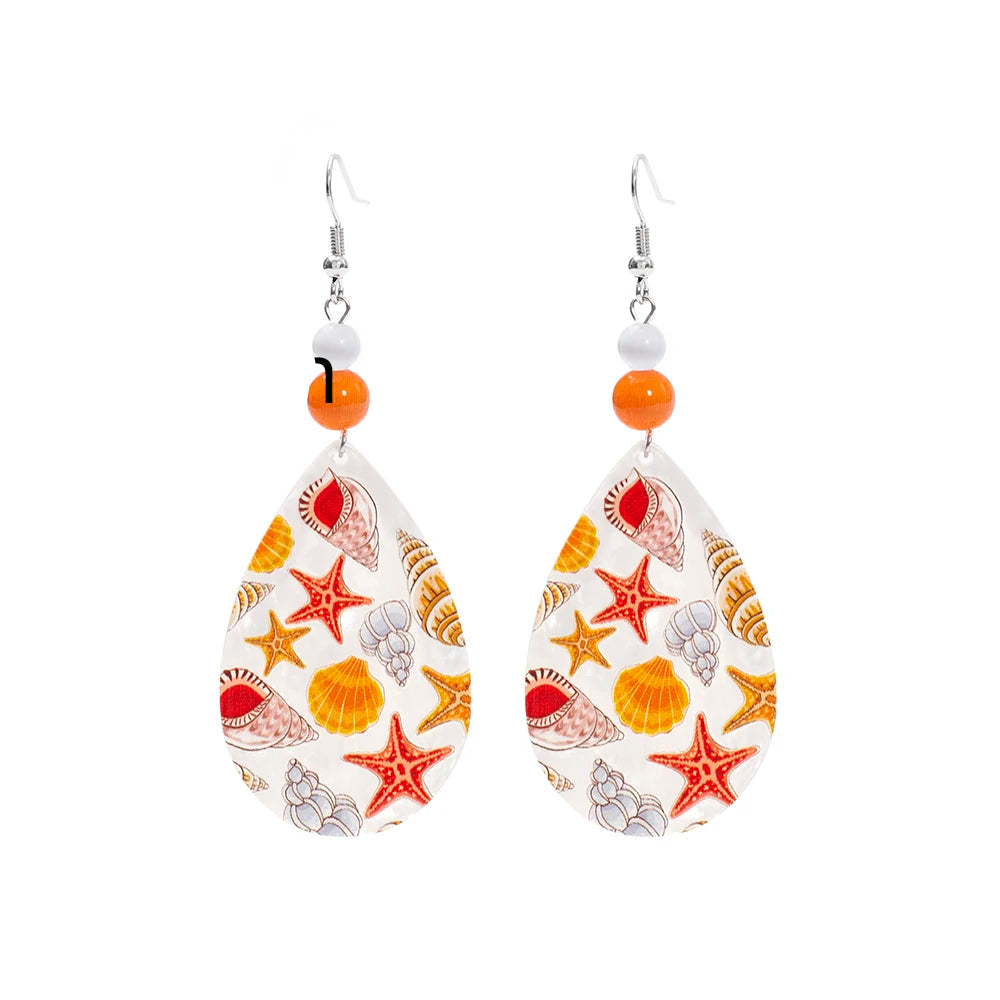Vintage Blue Wave Acrylic Drop Earrings