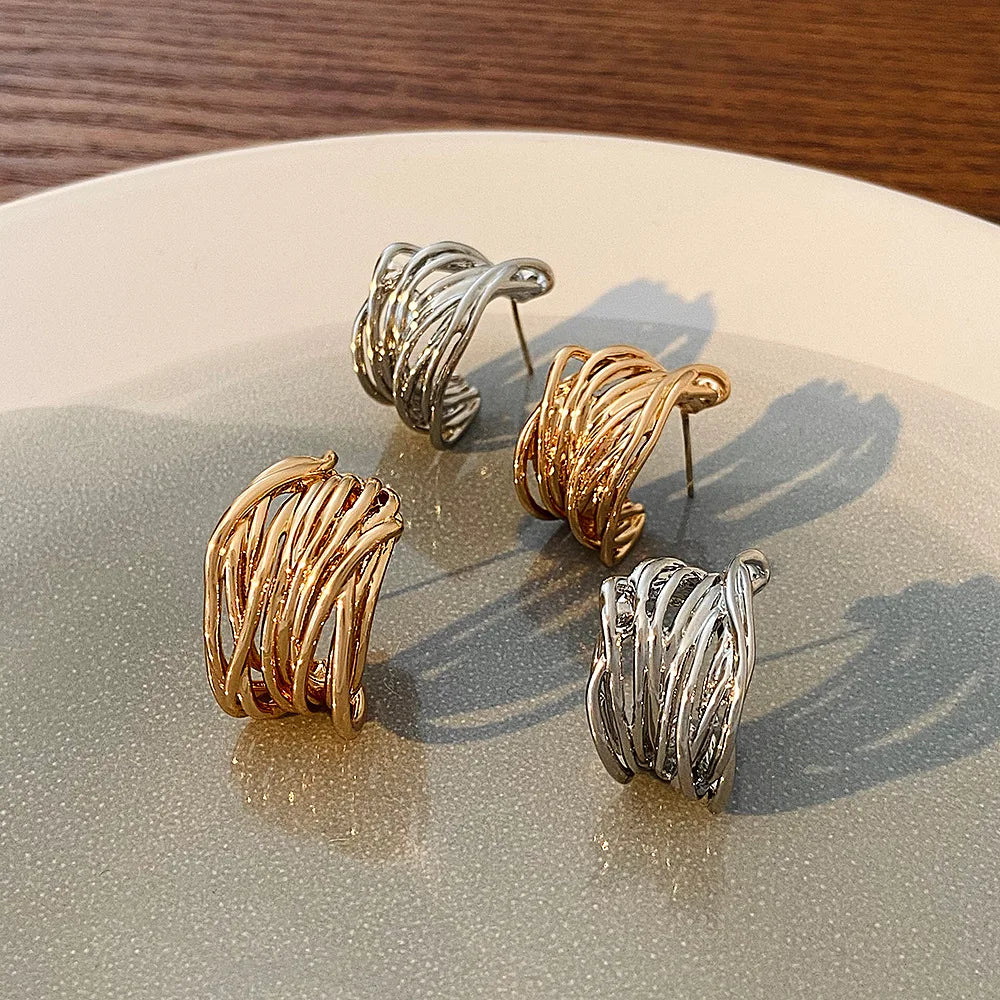 Retro Twist C-Hoop Earrings