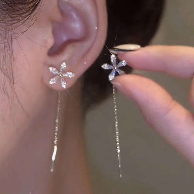 Vintage Crystal Tassel Drop Earrings – Star & Heart Charm Dangles