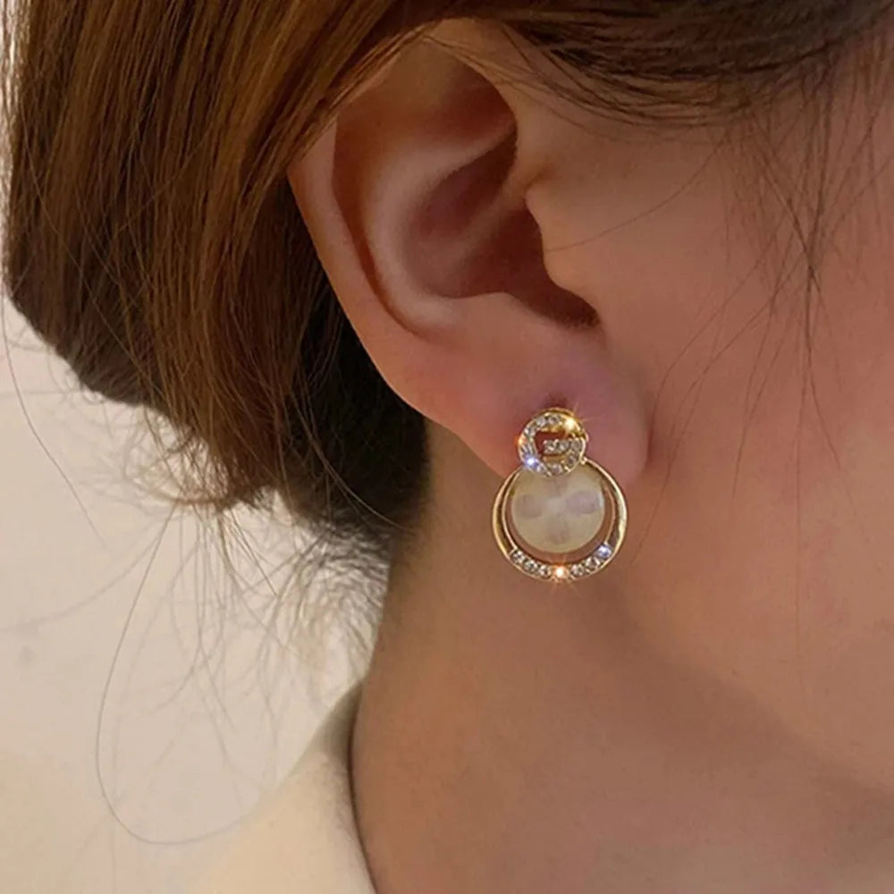 Bohemian Pearl & Rhinestone Stud Earrings