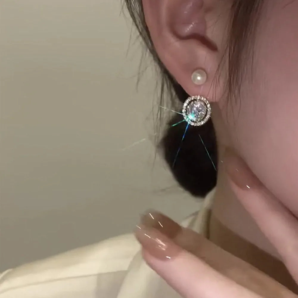 Bohemian Pearl & Rhinestone Stud Earrings