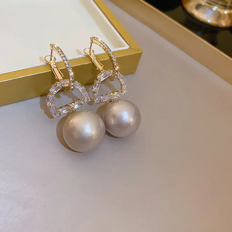 Bohemian Pearl & Rhinestone Stud Earrings