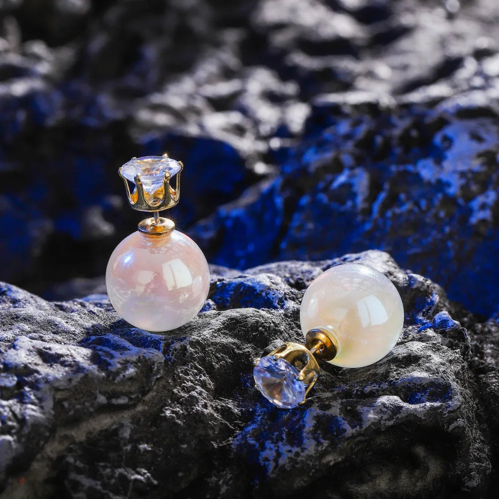 Bohemian Pearl & Rhinestone Stud Earrings