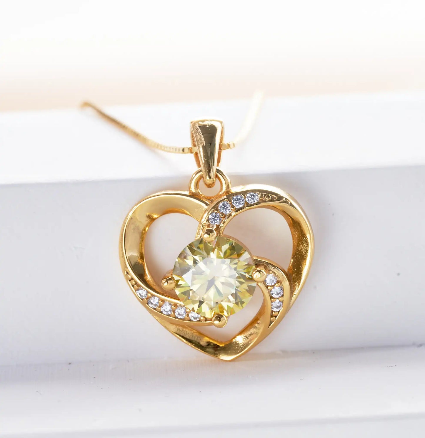 Gold-Plated Heart Moissanite Necklace