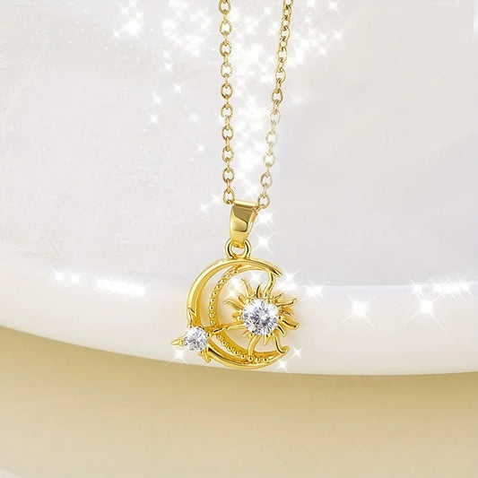 Celestial Trio Necklace – Star, Moon & Sun Pendant