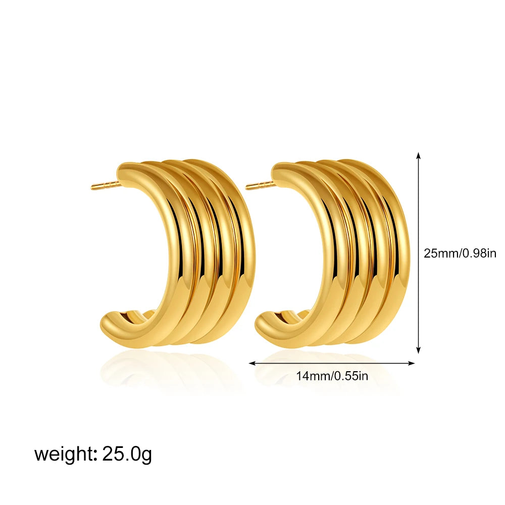 Retro Twist C-Hoop Earrings