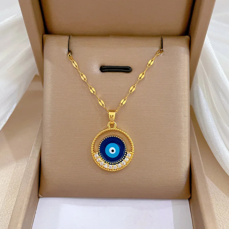 Blue Eye Necklace – Charm Gold Chain