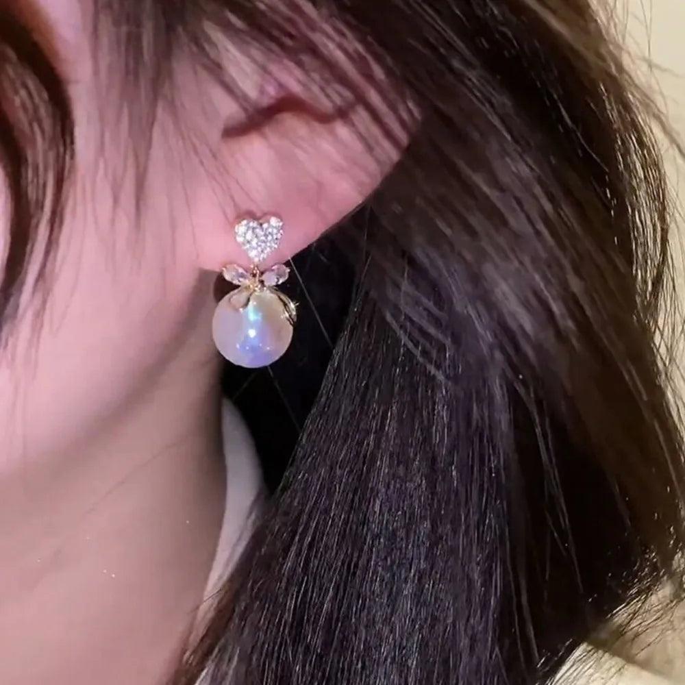 Bohemian Pearl & Rhinestone Stud Earrings