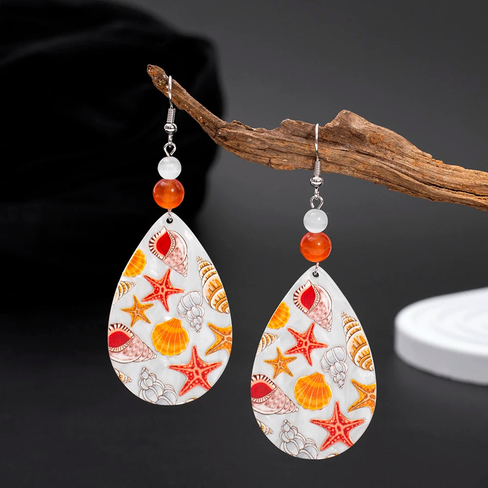 Vintage Blue Wave Acrylic Drop Earrings