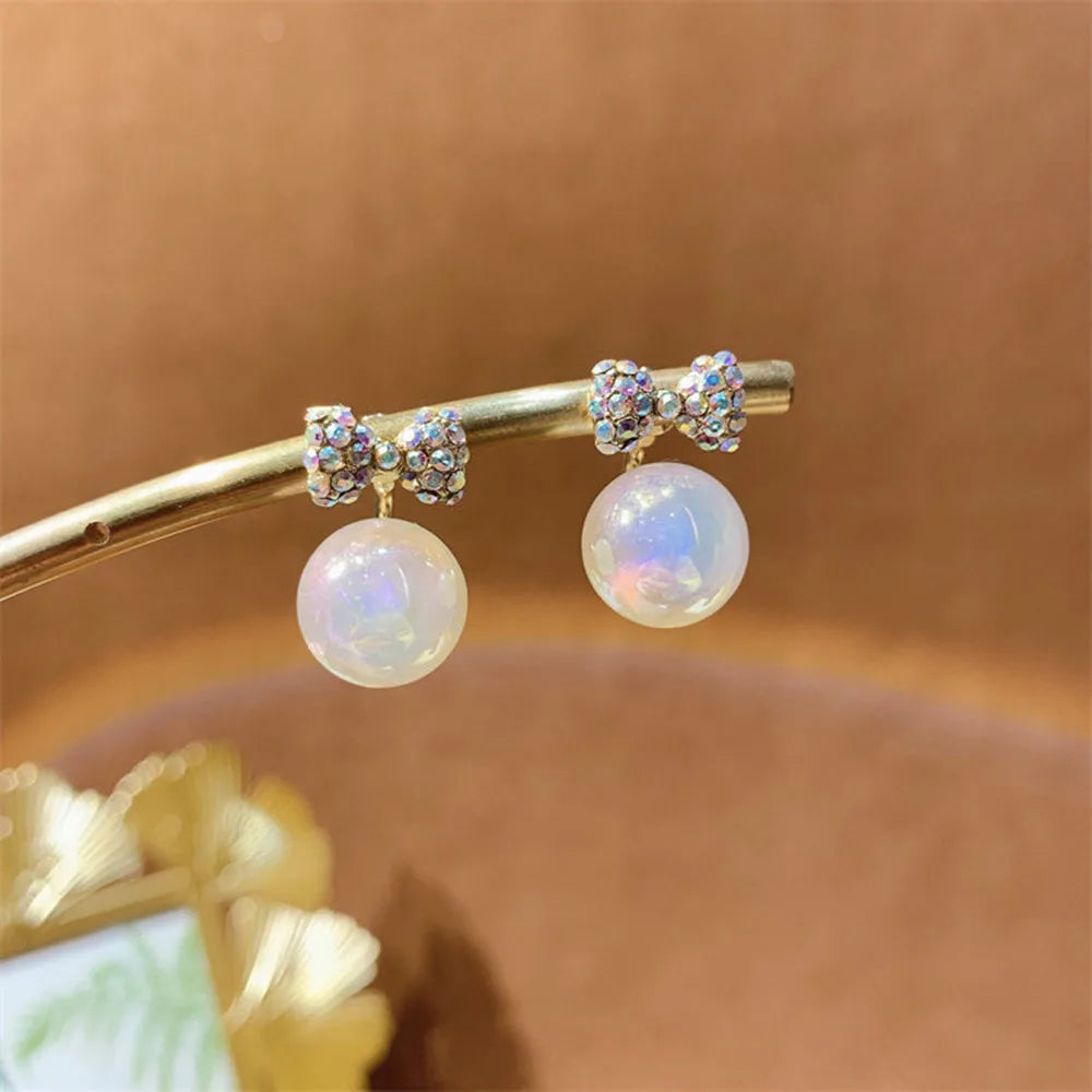 Bohemian Pearl & Rhinestone Stud Earrings