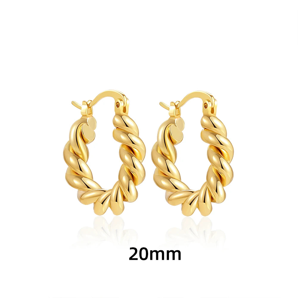 Gold Twisted Hoop Earrings