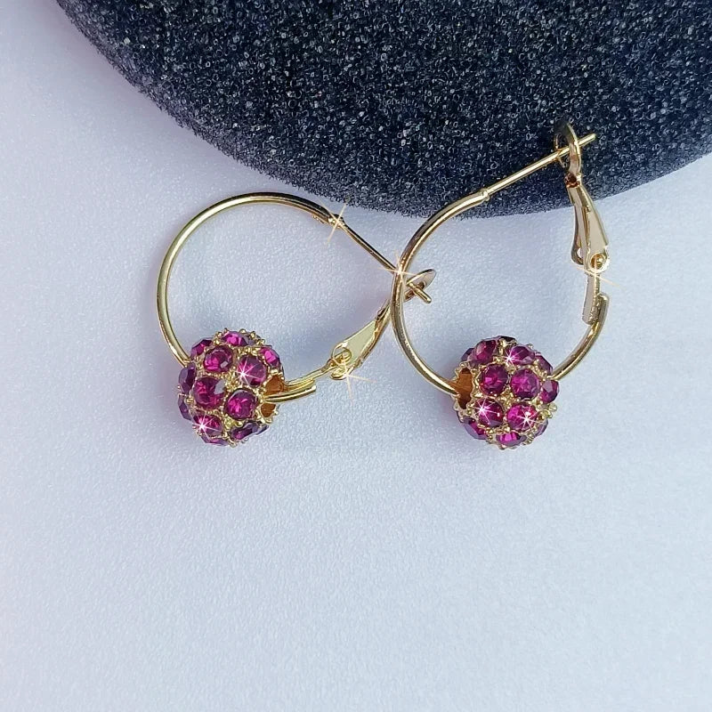 Shiny Zircon Ball Drop Earrings - Silver, Gold, Multicolor