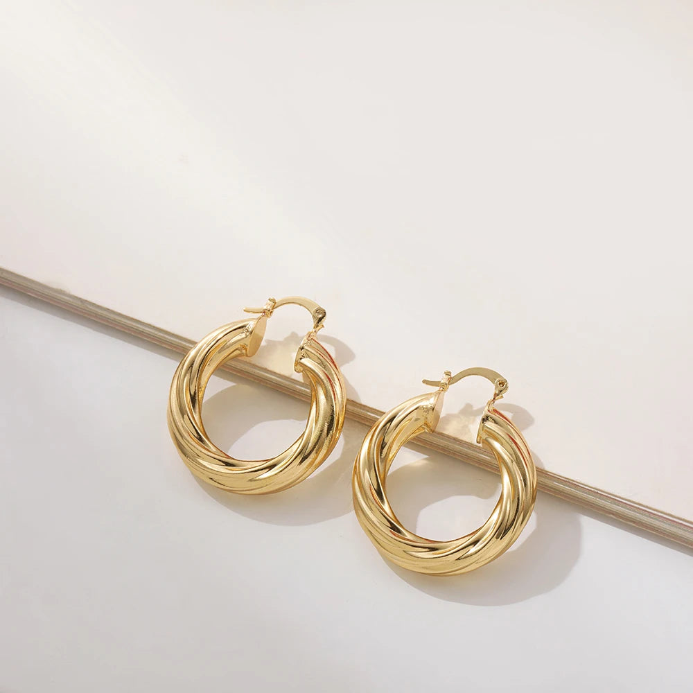 Gold Twisted Hoop Earrings