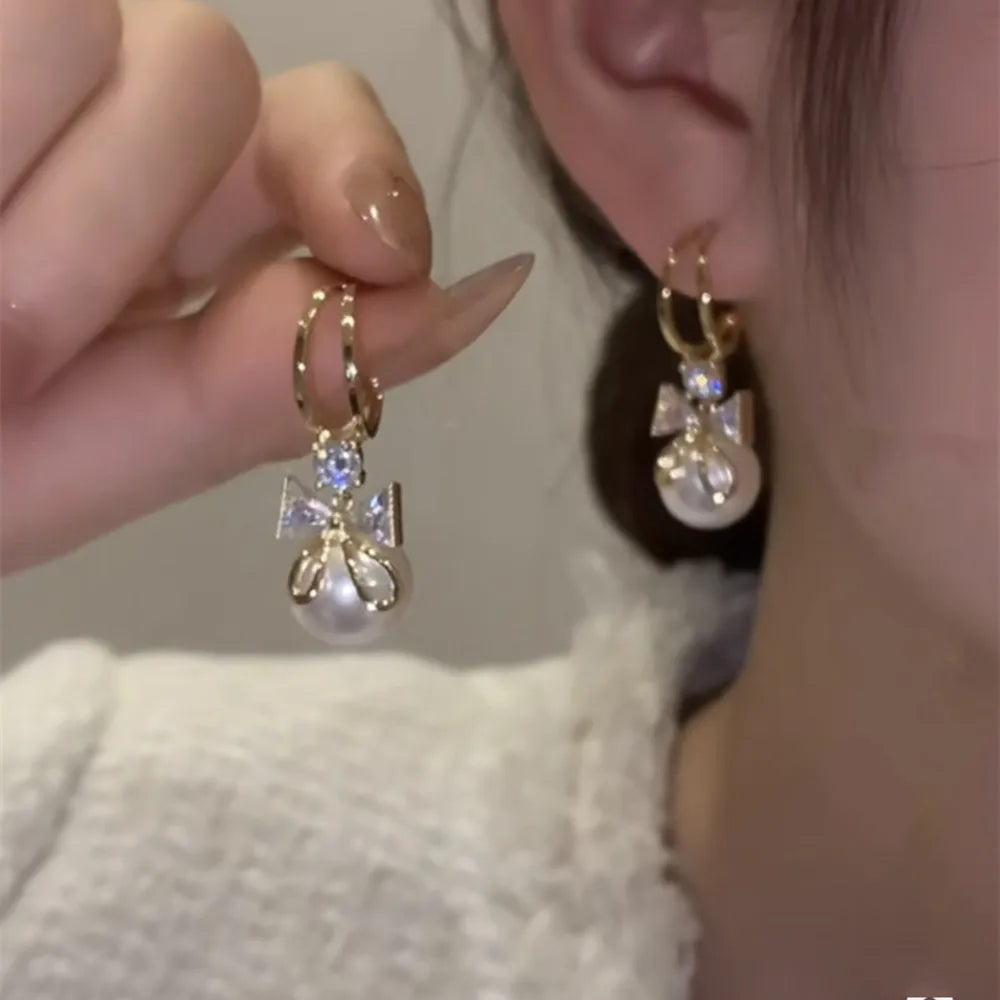 Bohemian Pearl & Rhinestone Stud Earrings