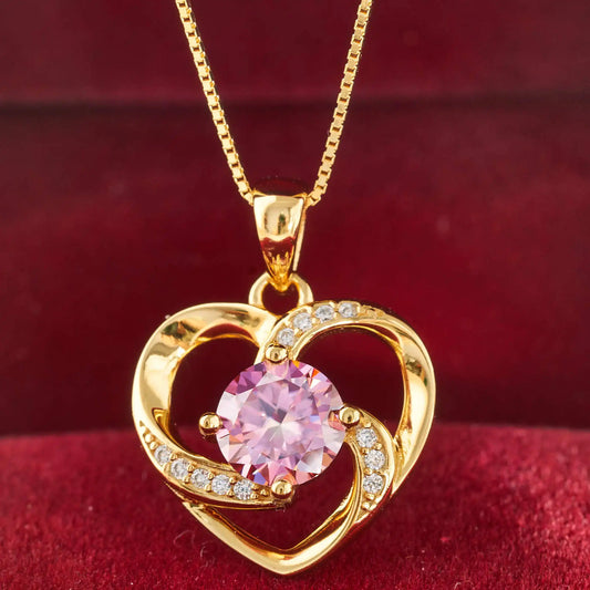 Gold-Plated Heart Moissanite Necklace
