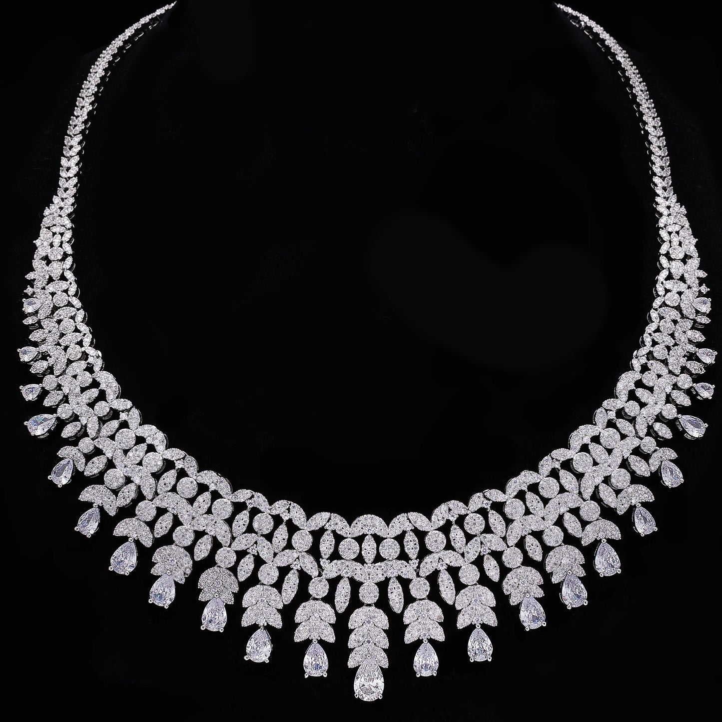 Luxury Cubic Zirconia Jewelry Set – Necklace, Ring, Bracelet & Earrings (Dubai Style)