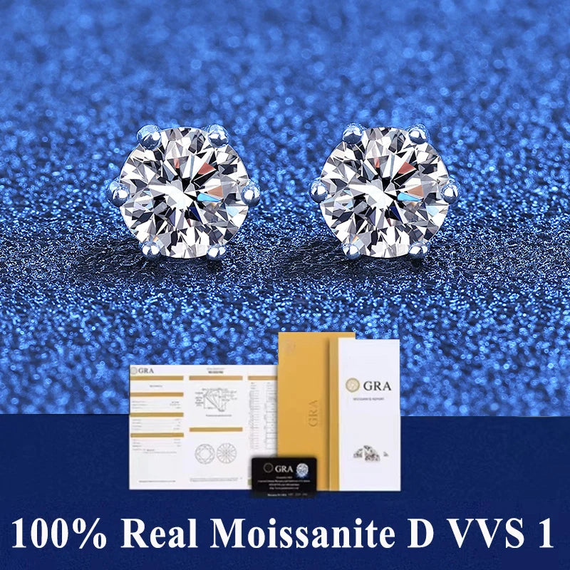 Classic 6-Prong Moissanite Stud Earrings