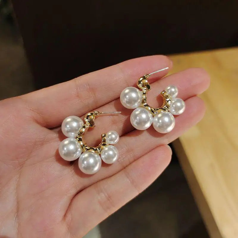 Bohemian Pearl & Rhinestone Stud Earrings
